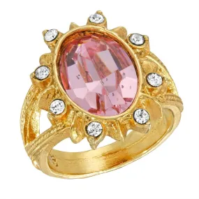 1928 Jewelry Sunburst Oval Light Pink Austrian Crystal Ring