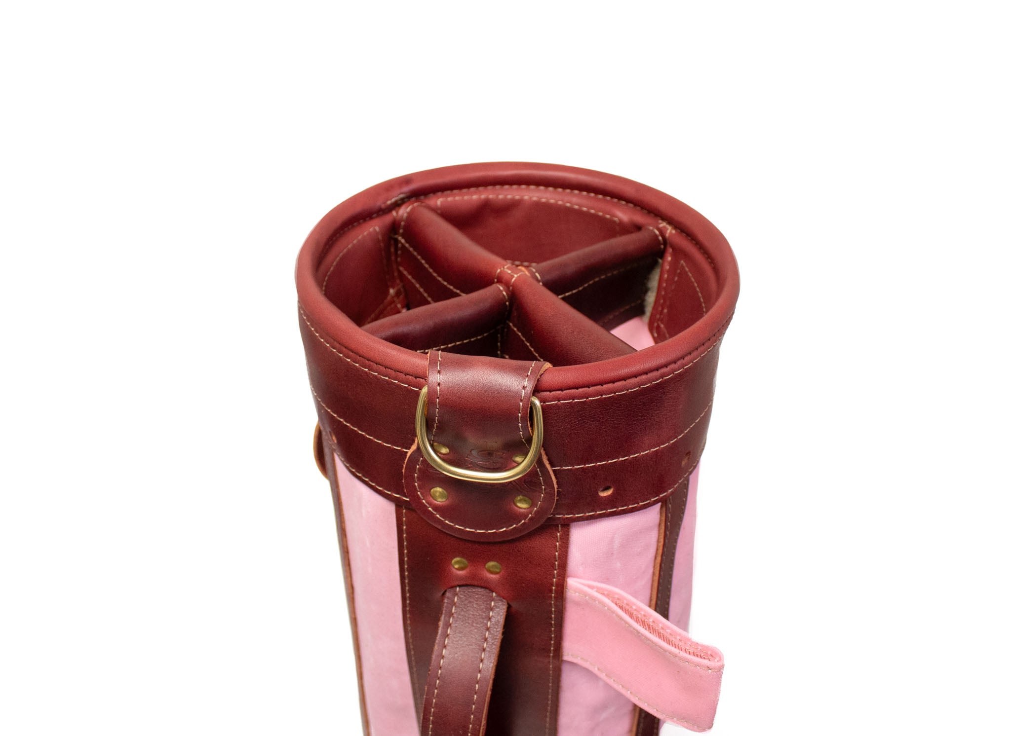 8 Sunday Style Golf Bag- Light Pink with Burgundy Leather