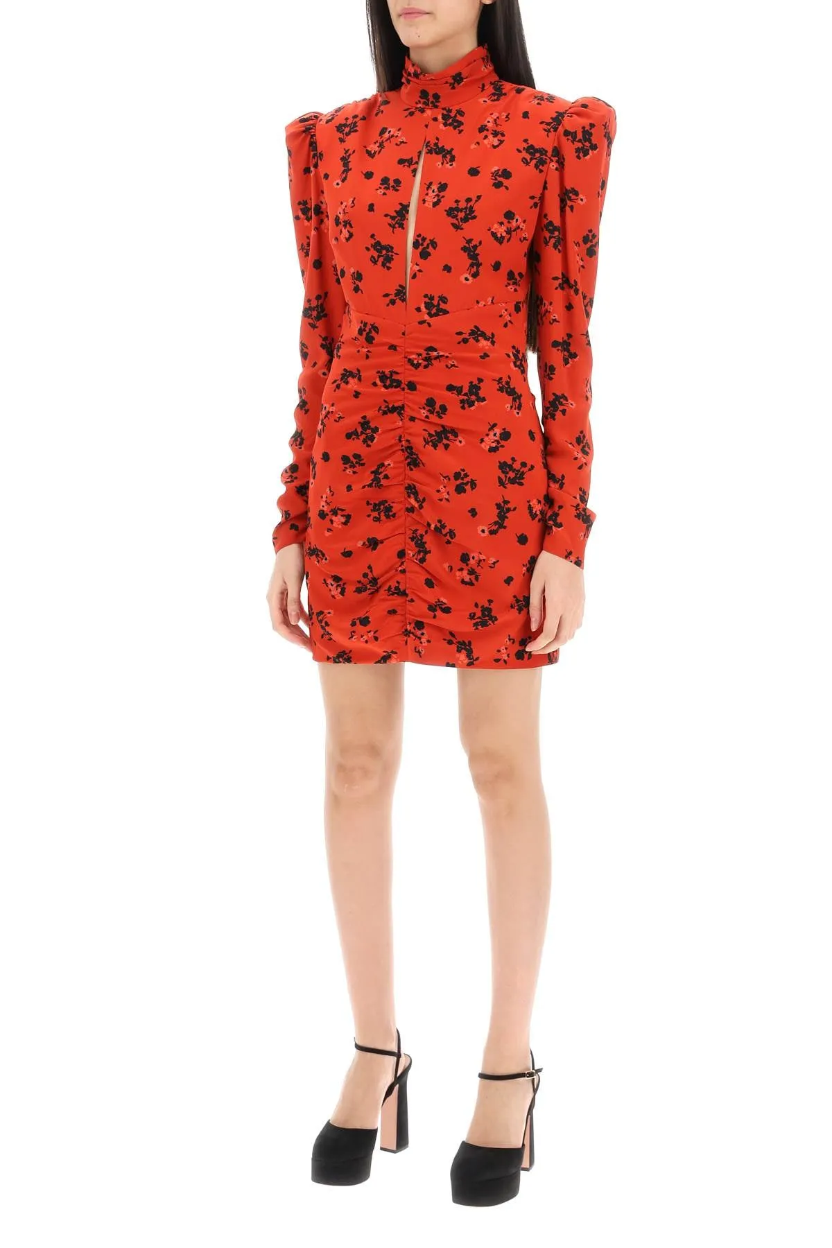 Alessandra rich high-neck floral mini dress FABX3617 F4212 RED