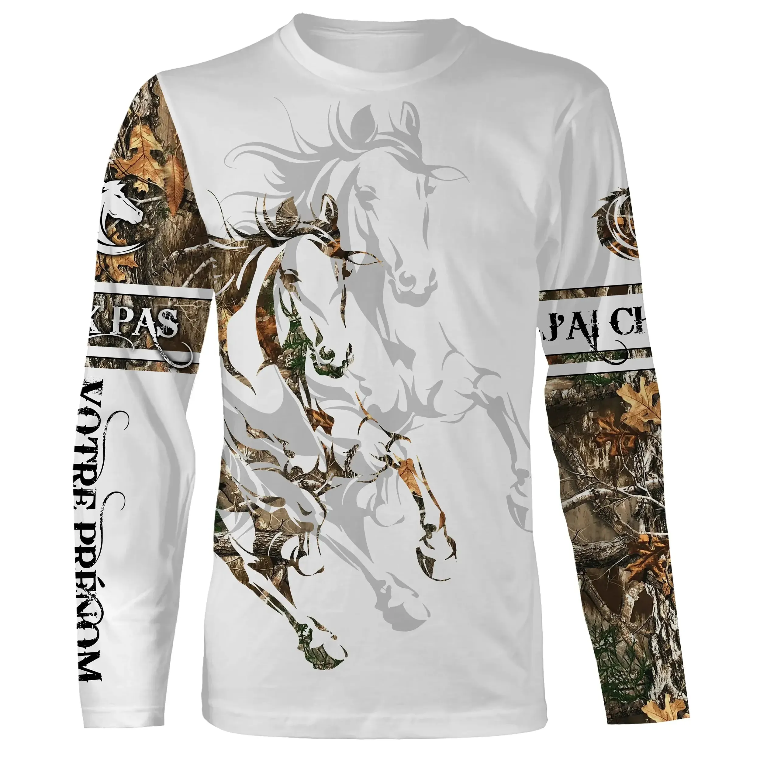 Amoureux des Chevaux, Tatouage, Camouflage, 3D All-Over Imprimé Shirt Personnalisé, Cadeau Chevaux Passion, J'peux Pas, J'ai Che