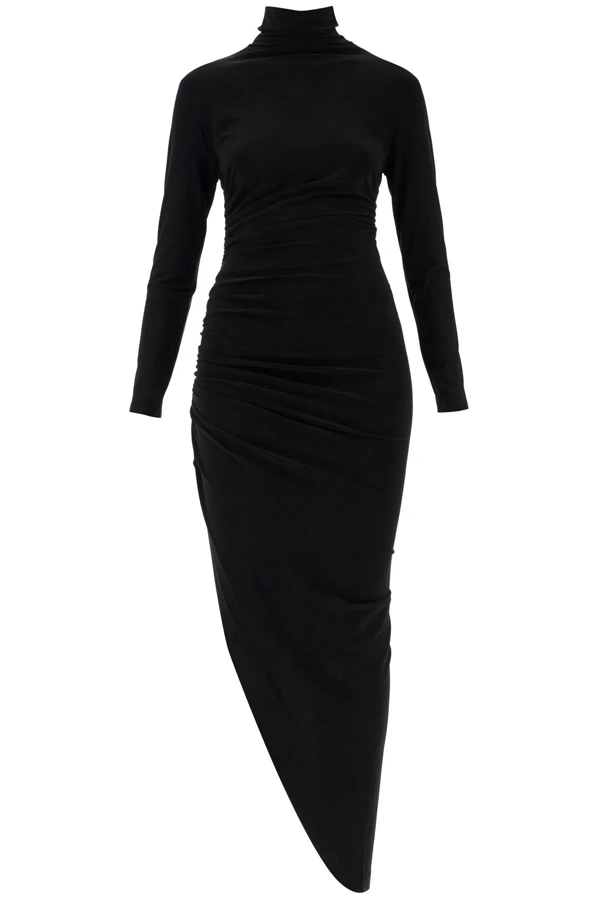 asymmetric high-neck dress KK2223PL689001 BLACK