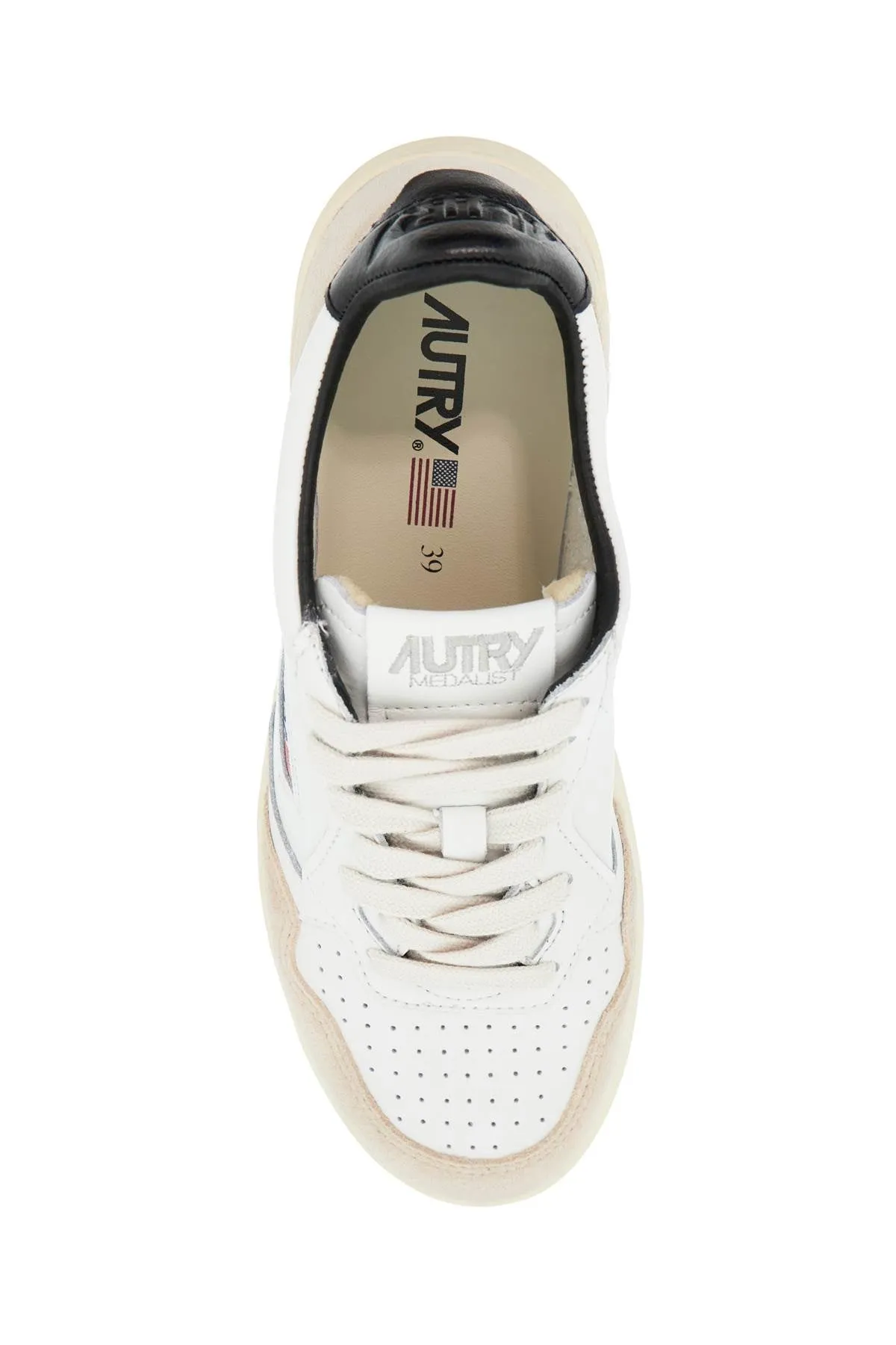 Autry Leather Low Top Medalist Sneakers   Beige