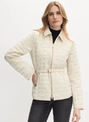 Belted Diamond Quilt Coat