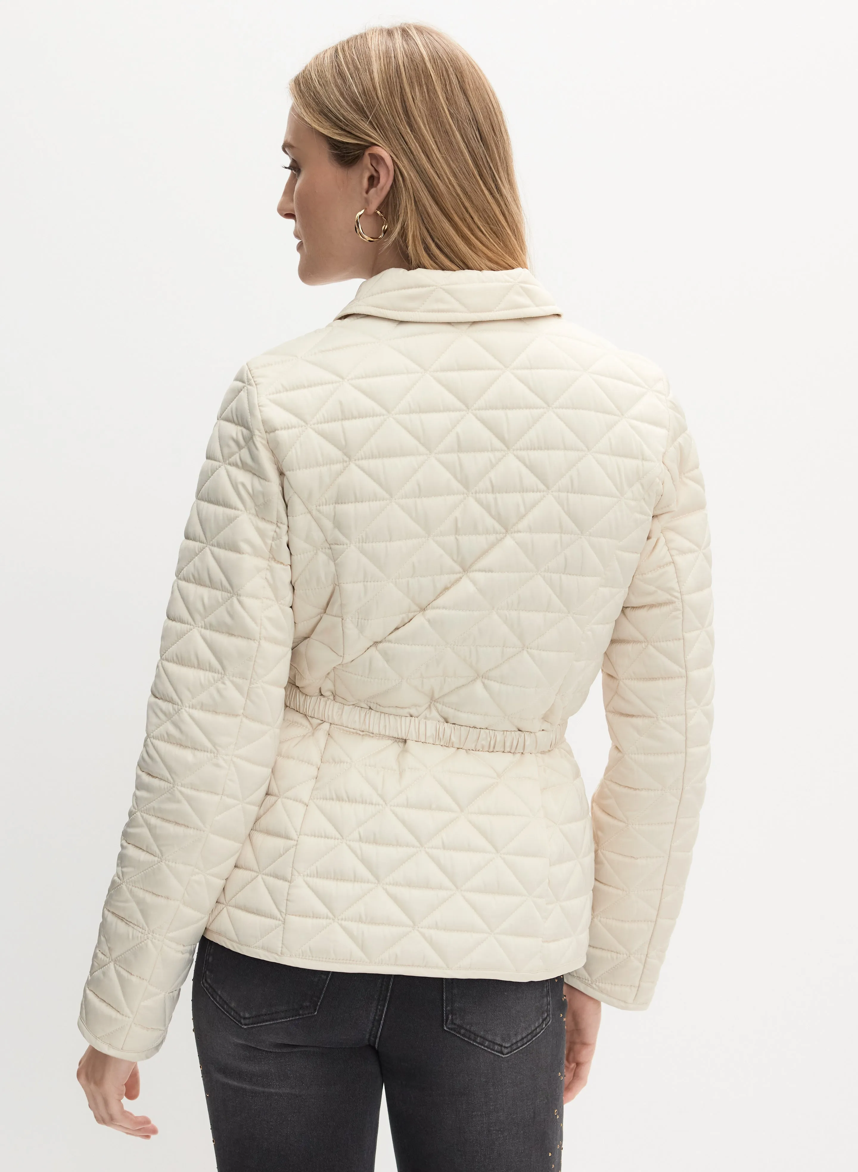 Belted Diamond Quilt Coat