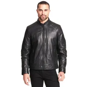 black Moto-Inspired Genuine Leather Jacket for men