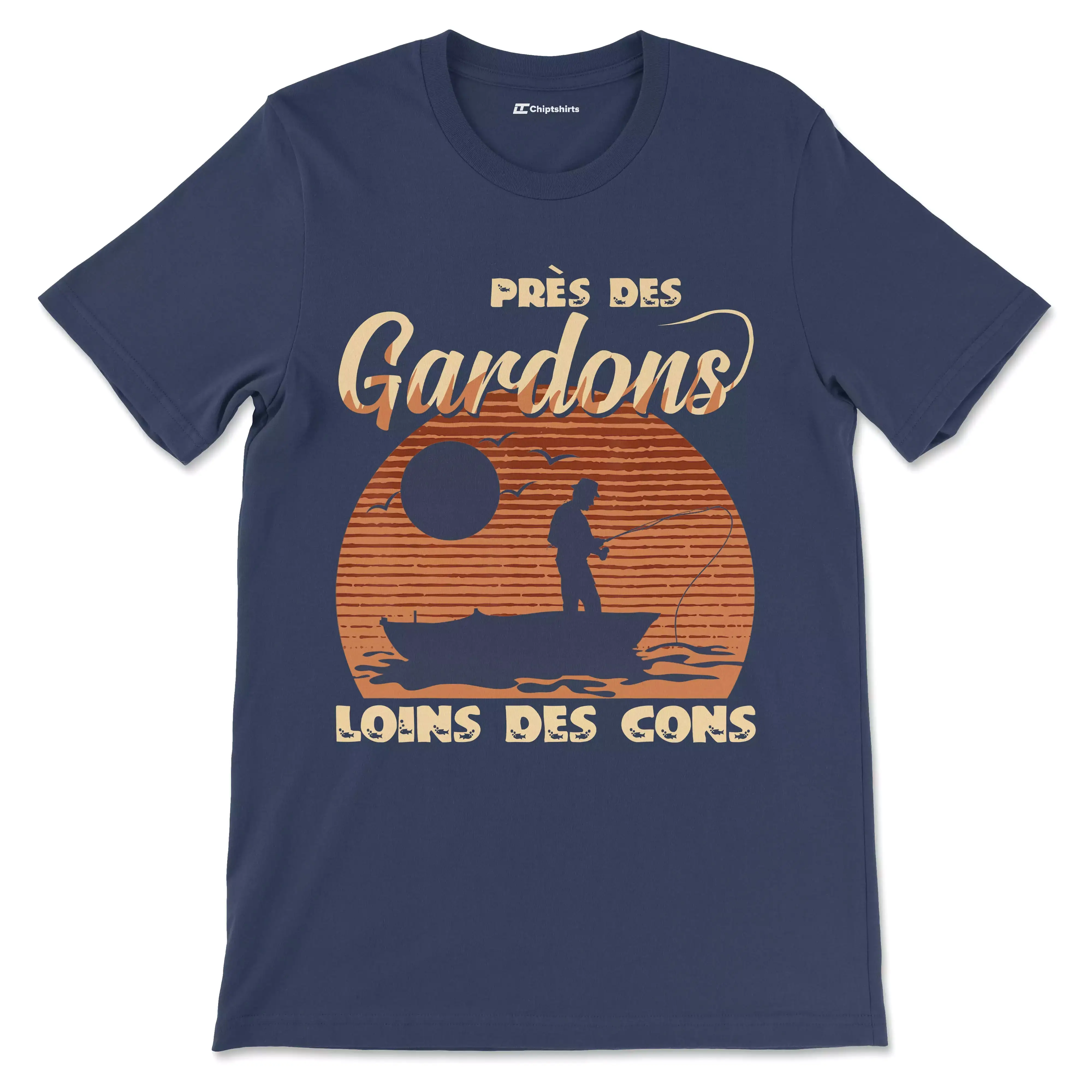 Cadeau Humour Pêcheur Homme, Pêche du Gardon, T-shirt Pêcheur Drle, Près des Gardons Loins des Cons