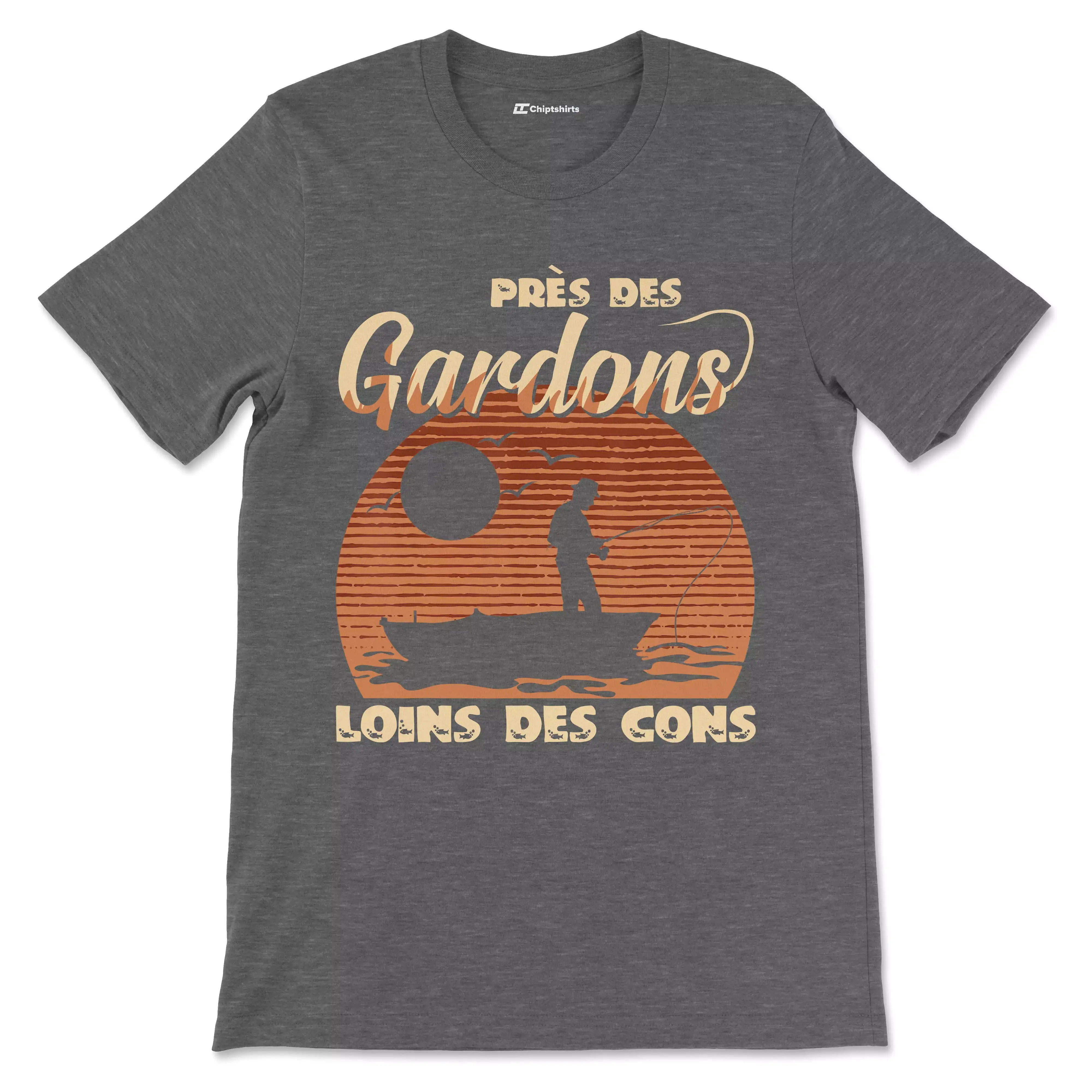 Cadeau Humour Pêcheur Homme, Pêche du Gardon, T-shirt Pêcheur Drle, Près des Gardons Loins des Cons