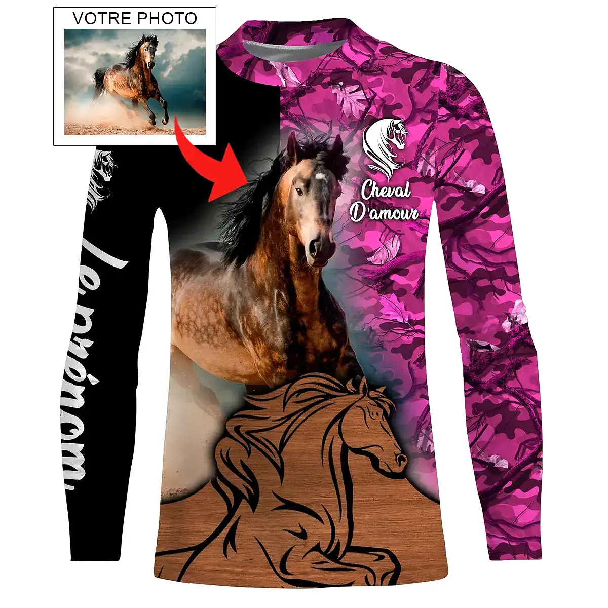 Cadeau Pour Les Amoureux Des Chevaux - Cheval d'Amour - T-shirt 3D Personnalisé Avec Votre Propre Photo - Chiptshirts - CTS07052