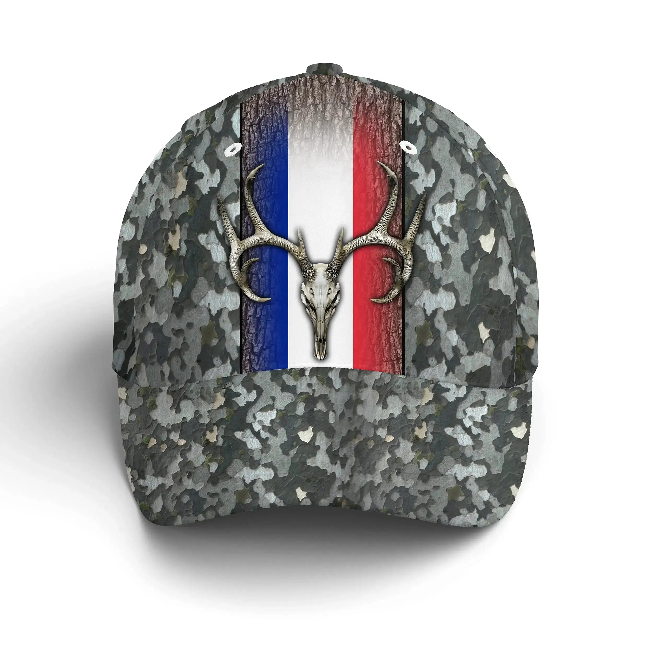 Casquette Camouflage Chasse Au Cerf, Drapeau France, Crne De Cerf - CT07092238