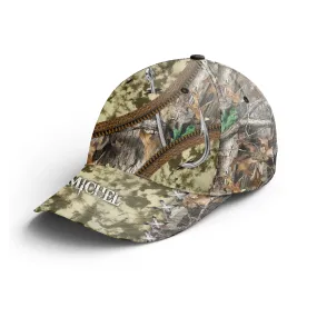 Casquette Perrsonnalisé Camouflage Pêche, Cadeau Original Pêcheur, Hameons De Pêche - CT04082209