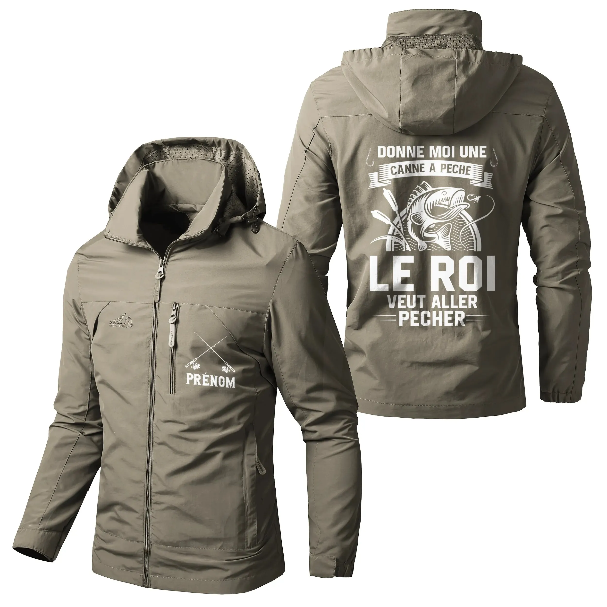 Chiptshirts Veste Imperméable et Coupe-Vent - Personnalisée Avec Prénom - Couleurs Multiples - Parfait Pour Les Pêcheurs - CT050