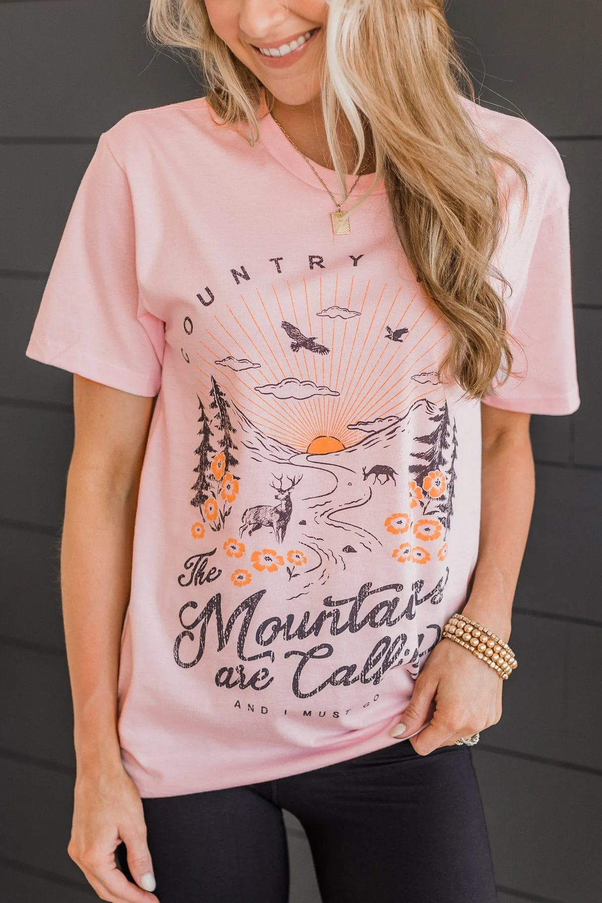 Country Vibes Graphic Tee- Light Pink