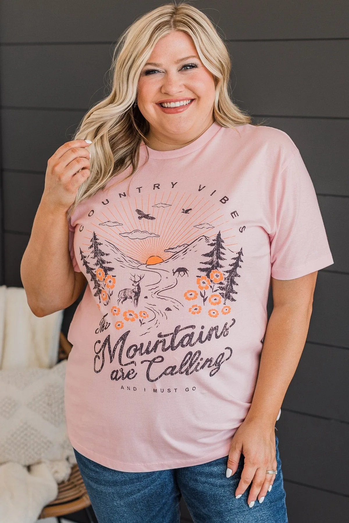 Country Vibes Graphic Tee- Light Pink