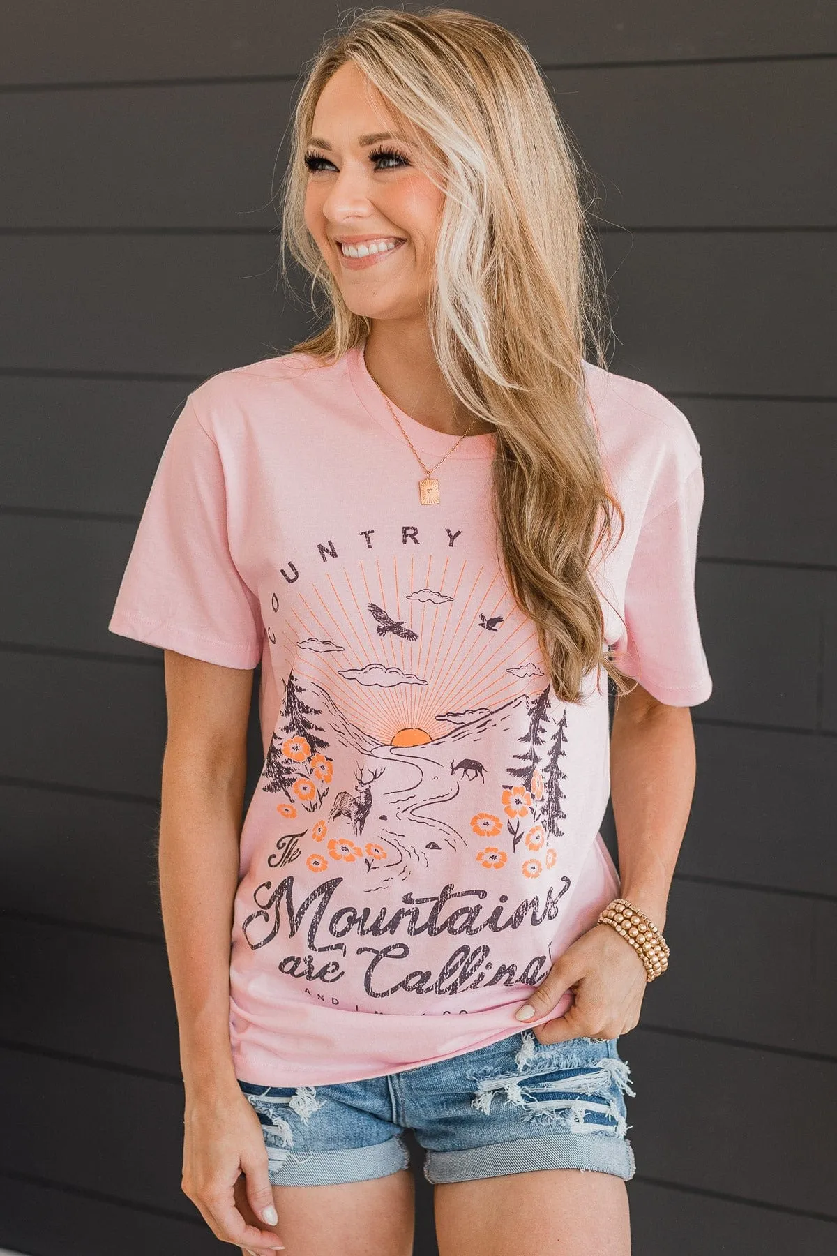 Country Vibes Graphic Tee- Light Pink