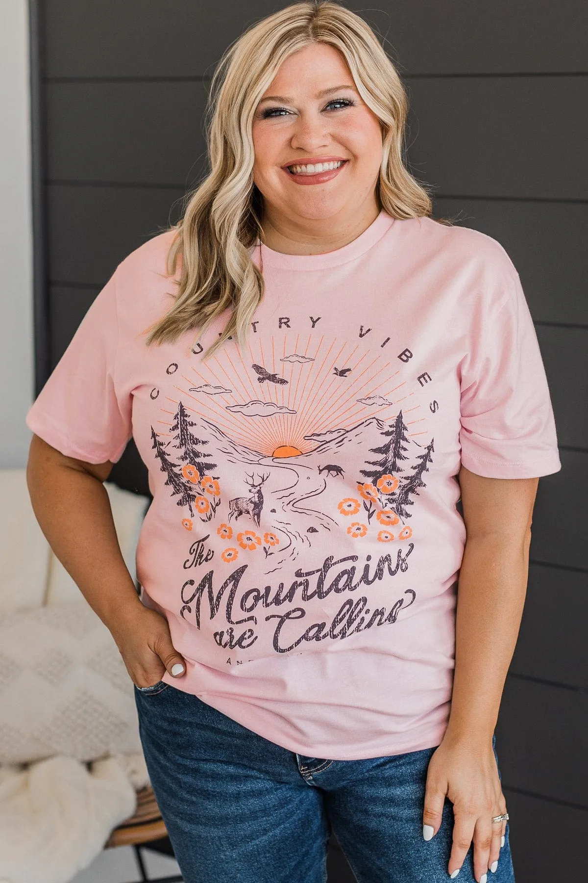 Country Vibes Graphic Tee- Light Pink