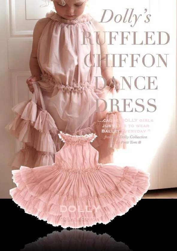 DOLLY by Le Petit Tom  RUFFLED CHIFFON DANCE DRESS ballet pink