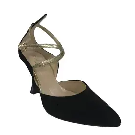 EMIS Black and Gold Heeled Shoe