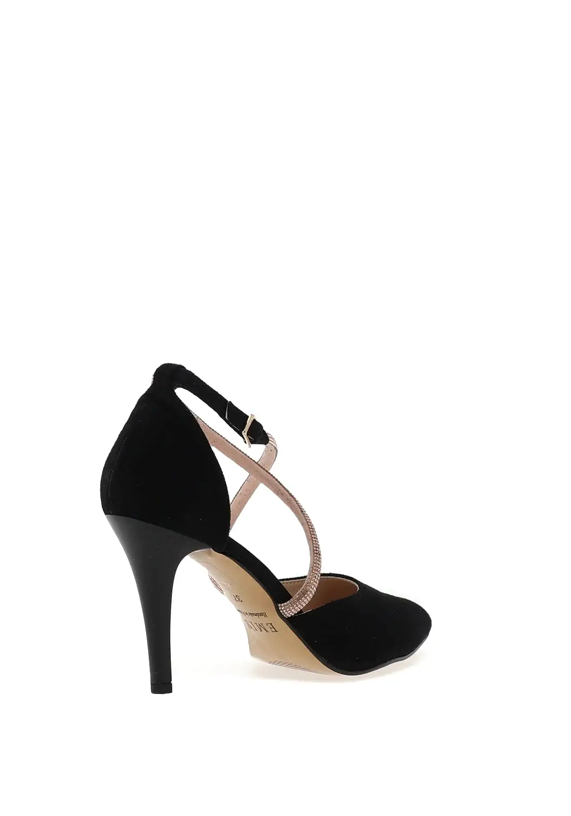 EMIS Black Suede Shoe with Diamante Strap