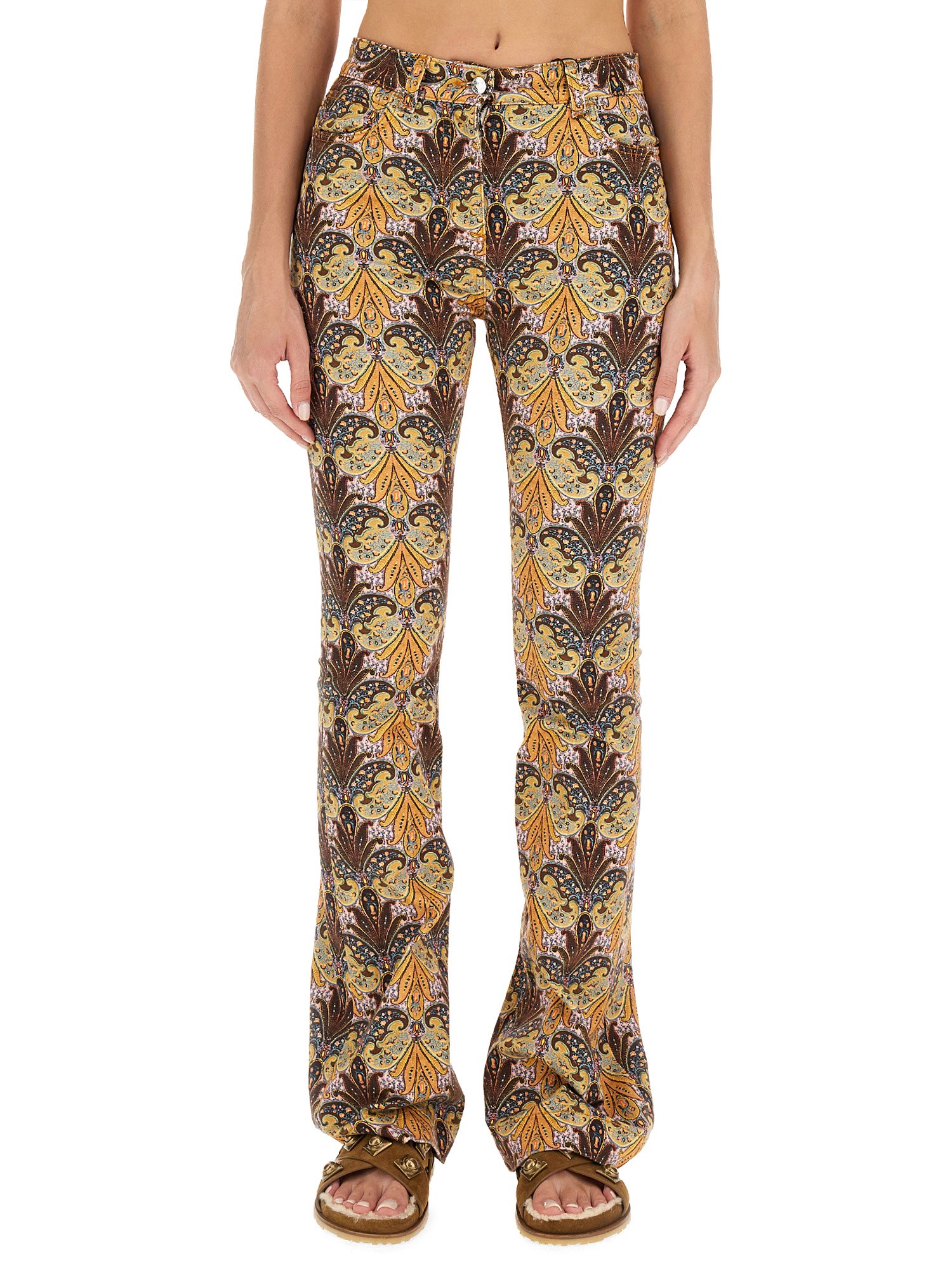 ETRO    PAISLEY PRINT COTTON DENIM JEANS