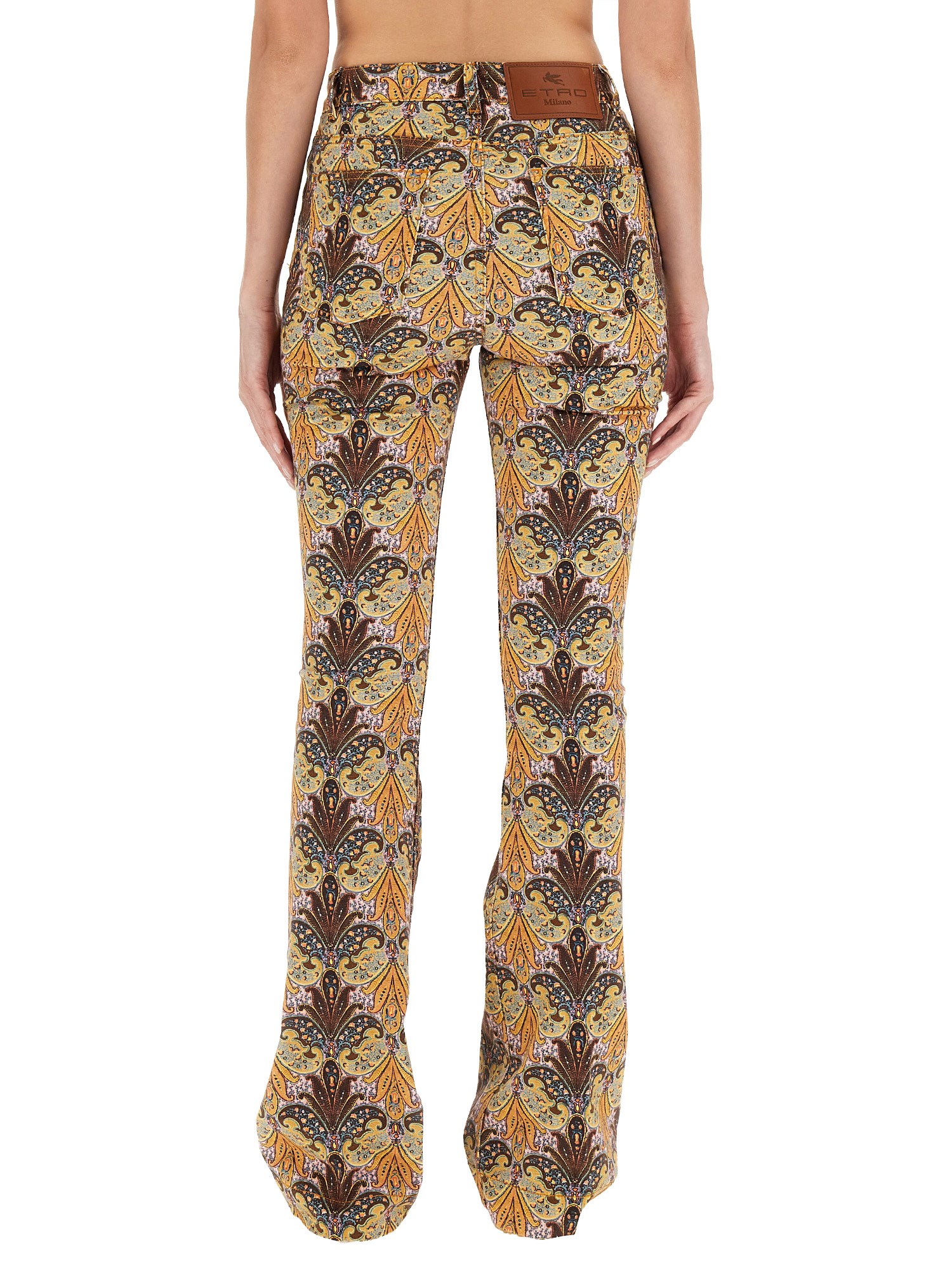 ETRO    PAISLEY PRINT COTTON DENIM JEANS