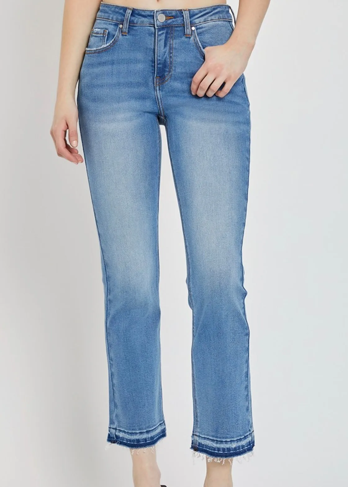 FINAL SALE - Risen Mid Rise Slim Straight Jeans