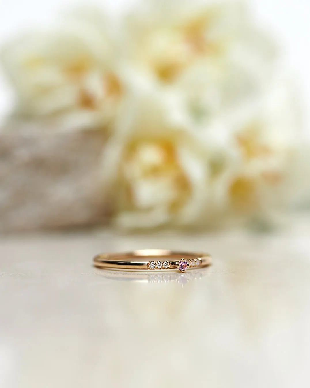 Finished: Tiny Little Sparkle Ring with a Light Pink Sapphire and Diamonds TWVS