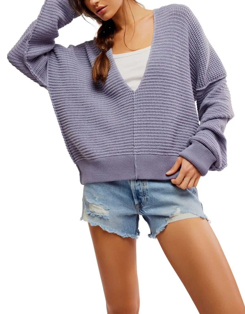 Free People WTF Into You Pullover - Blue Granite