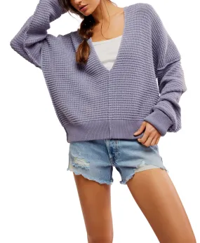 Free People WTF Into You Pullover - Blue Granite