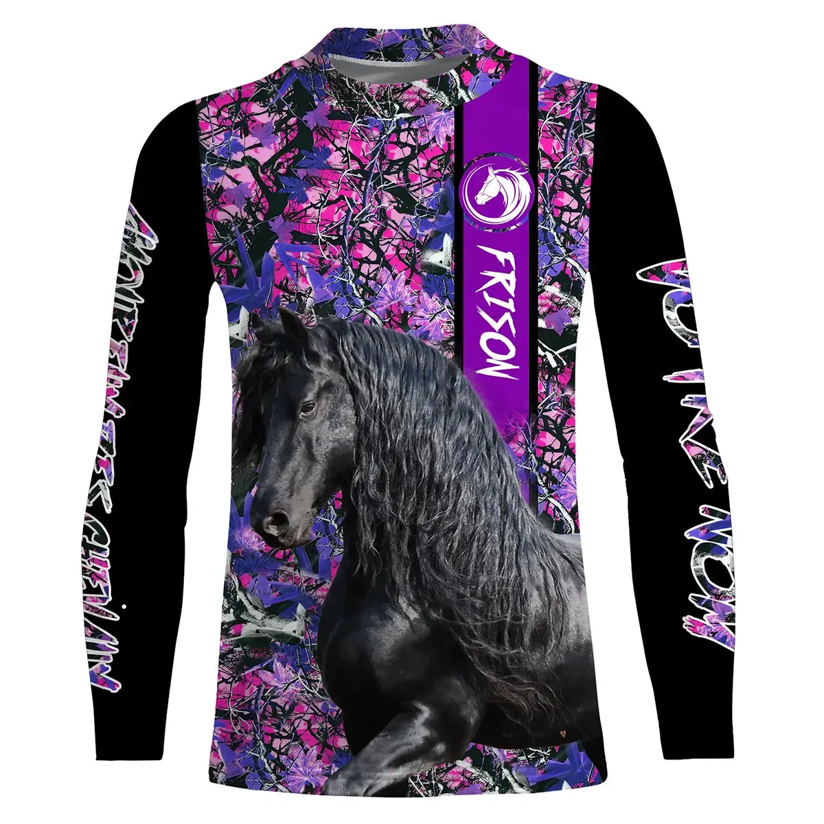 Frison Cheval, Amoureux des Chevaux, Chevaux Passion, 3D All-Over Tee Shirt Personnalisé, Cadeau pour Femme, Fille qui Aime Les 