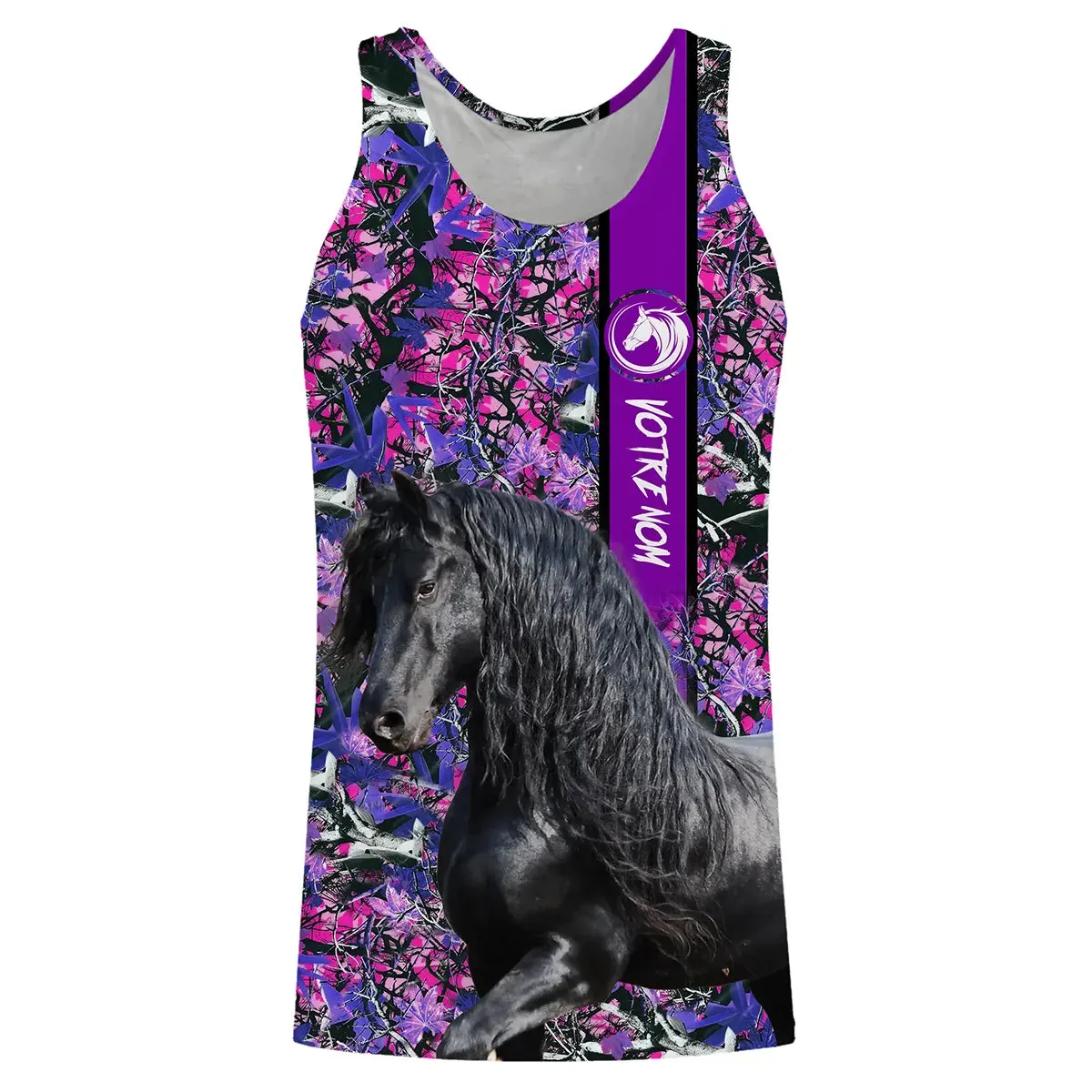 Frison Cheval, Amoureux des Chevaux, Chevaux Passion, 3D All-Over Tee Shirt Personnalisé, Cadeau pour Femme, Fille qui Aime Les 