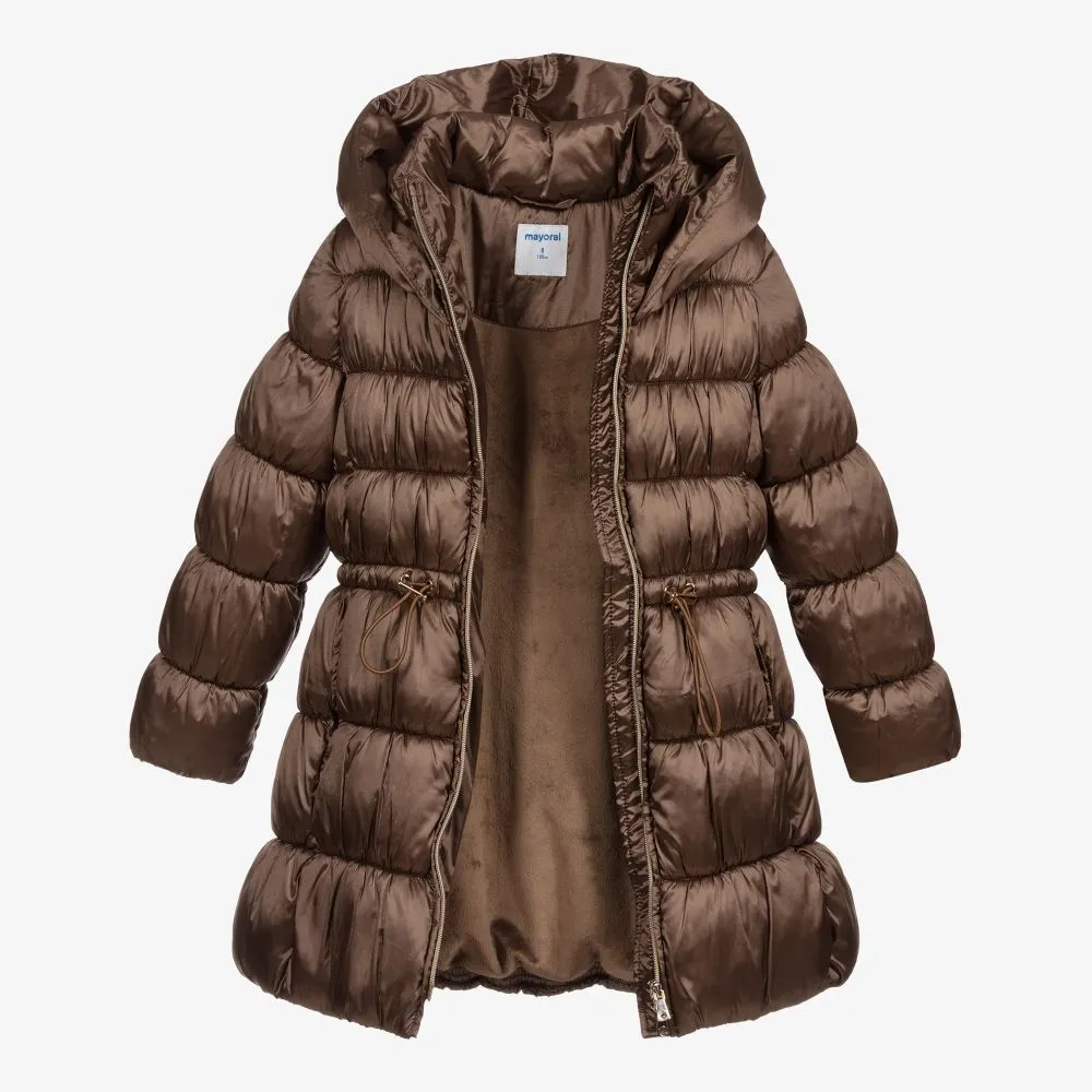 Girls Brown Puffer Coat 