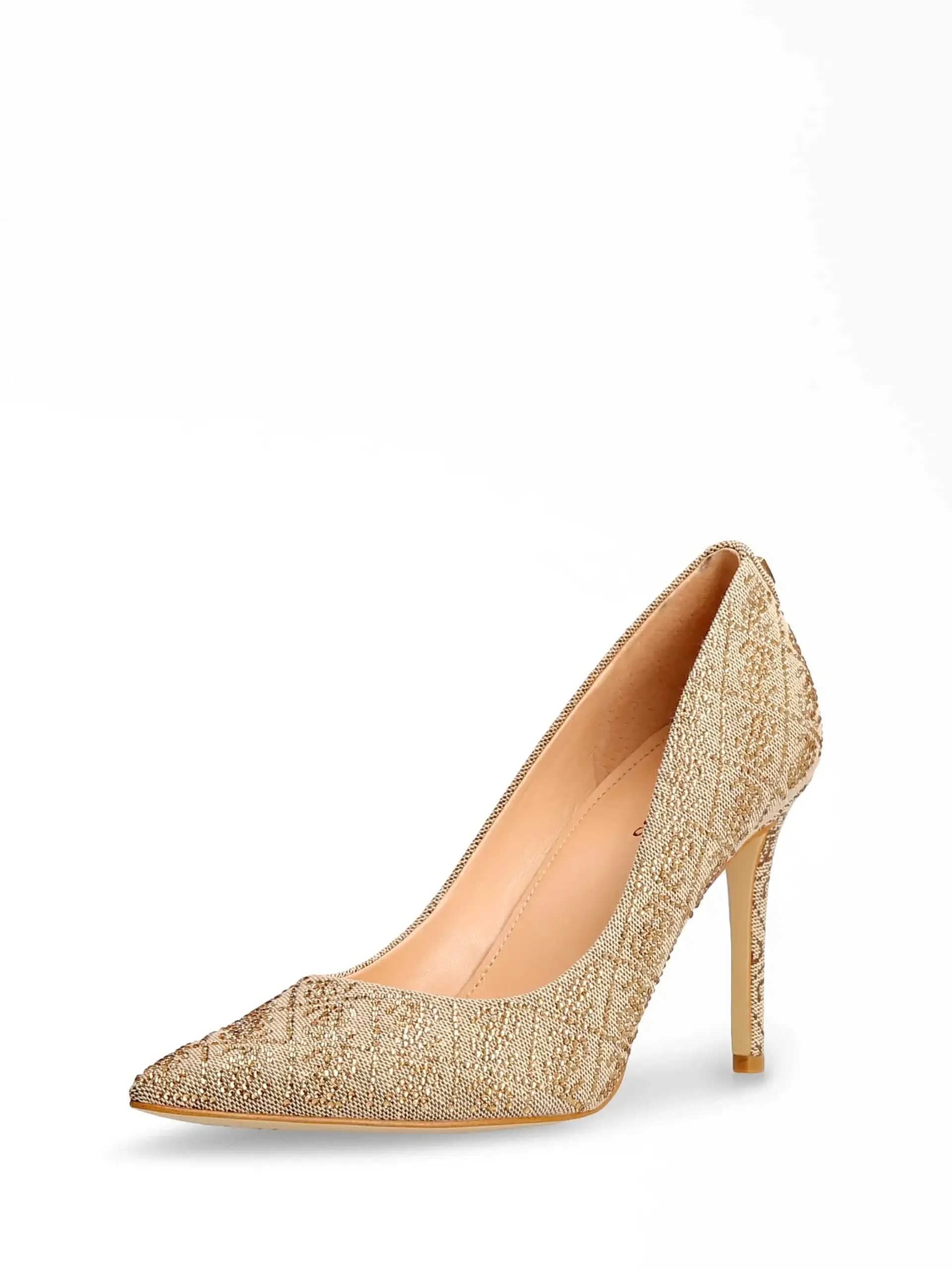 GUESS Piera Rinestone Denim Court Shoe Gold