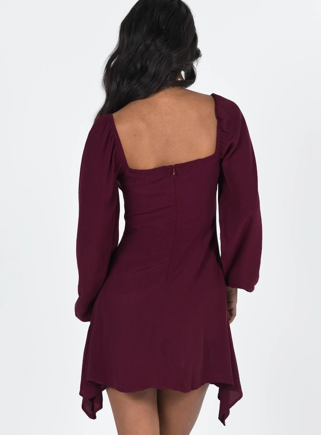 Haven Long Sleeve Mini Dress Burgundy