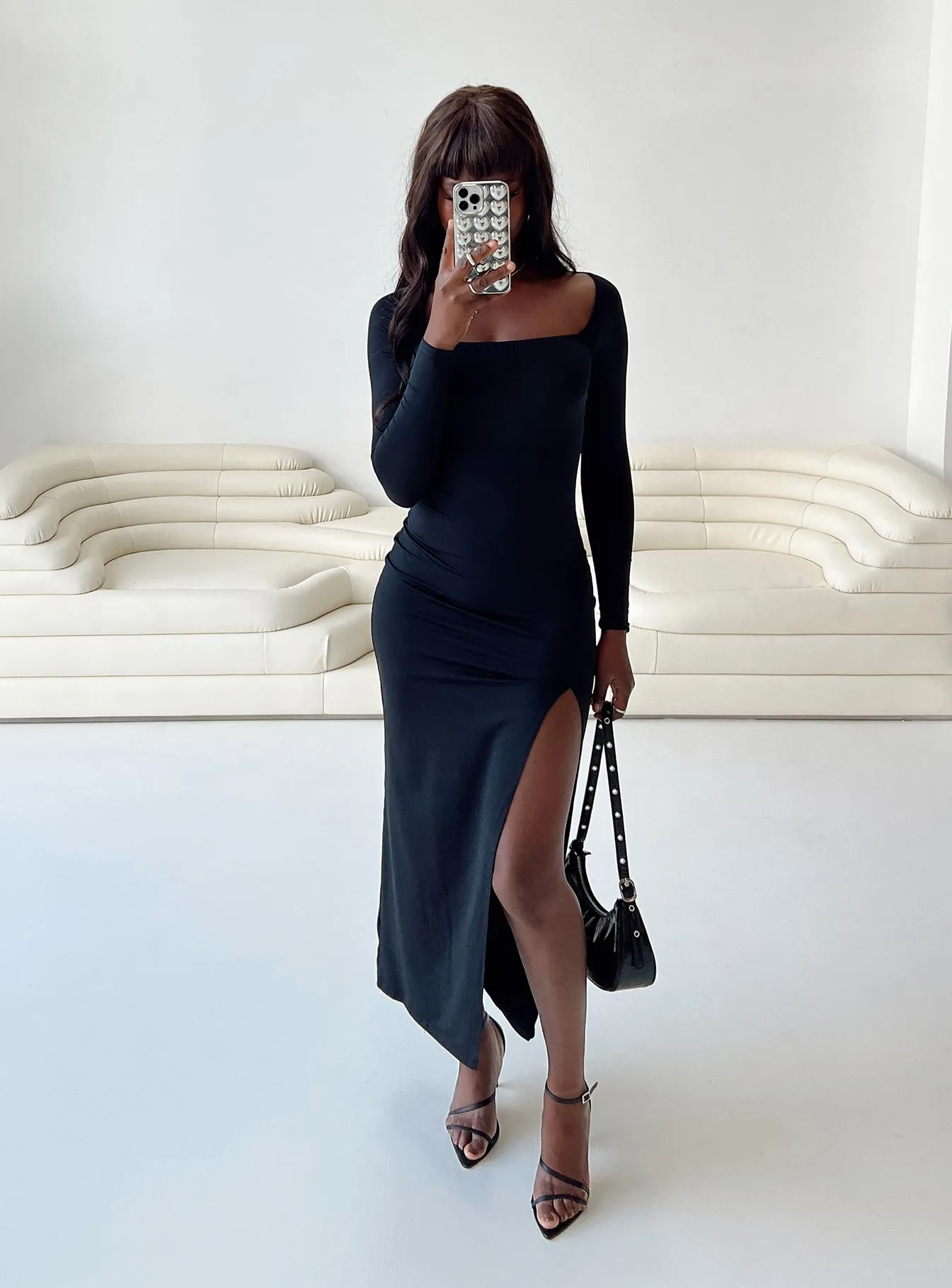 Hayward Long Sleeve Midi Dress Black