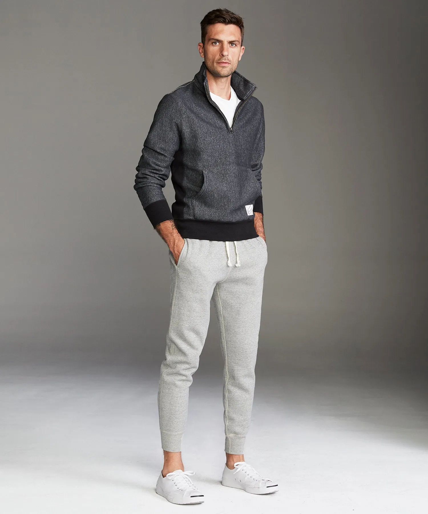 Heavyweight Slim Jogger Sweatpant in Light Grey Mix