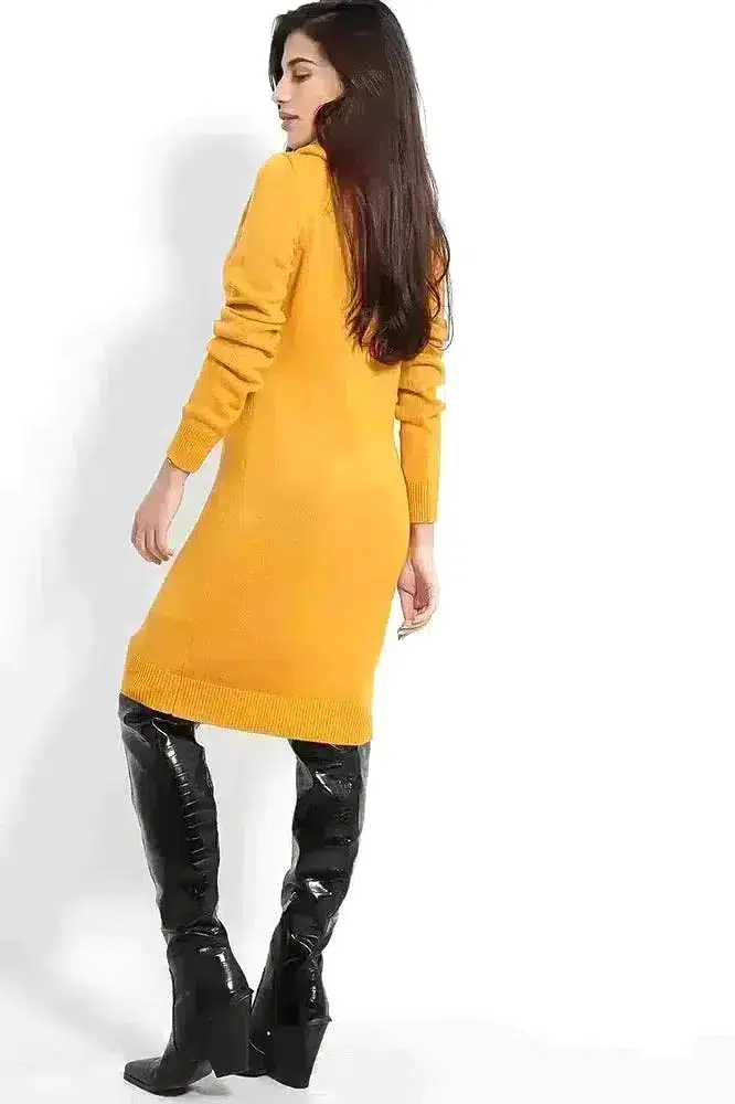 High Cowl Neck Midi Knitted Dress