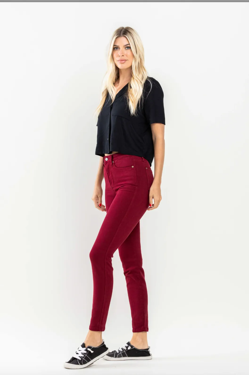 Judy Blue Tummy Control Skinny Jeans - Scarlet