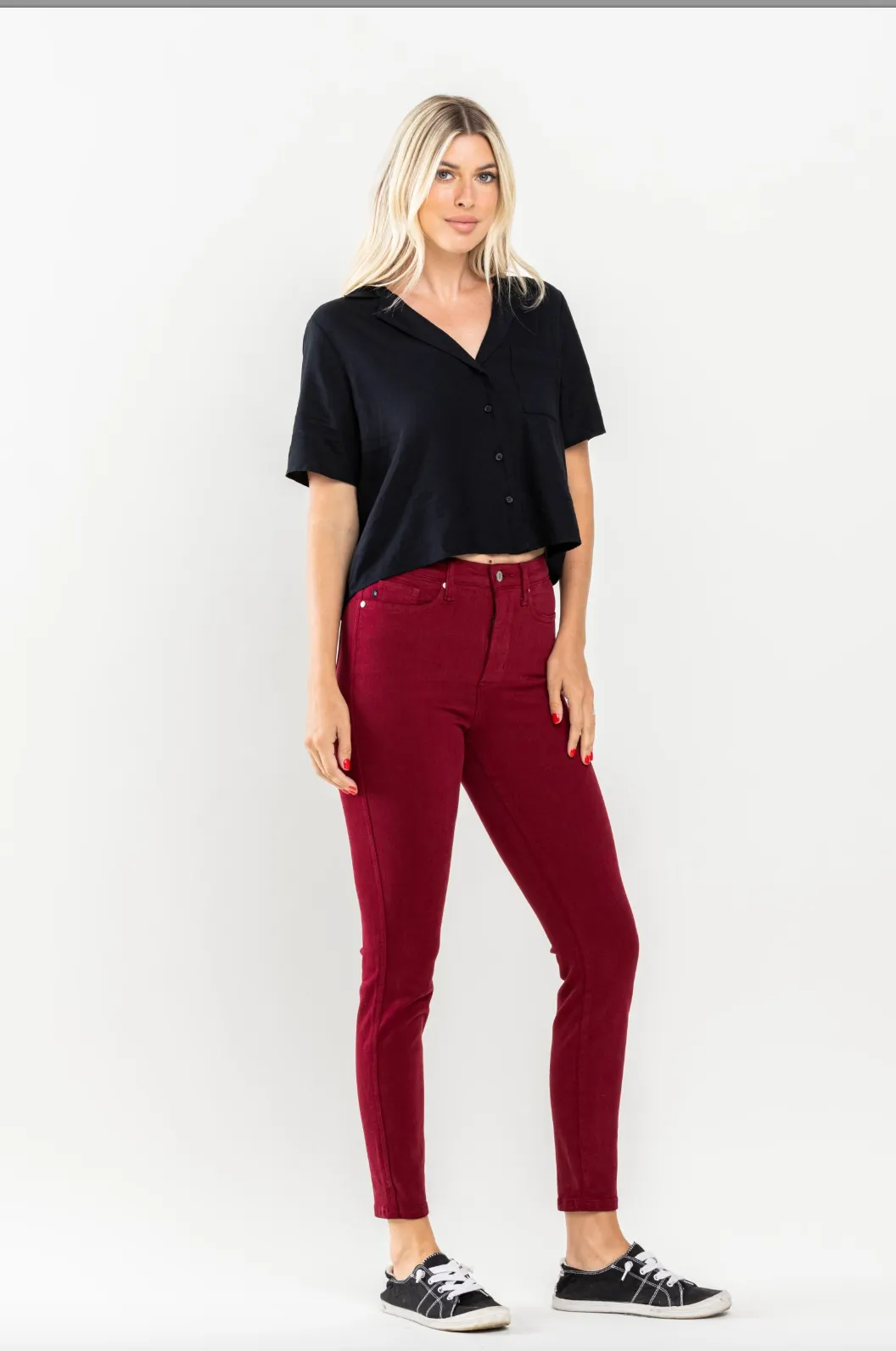 Judy Blue Tummy Control Skinny Jeans - Scarlet