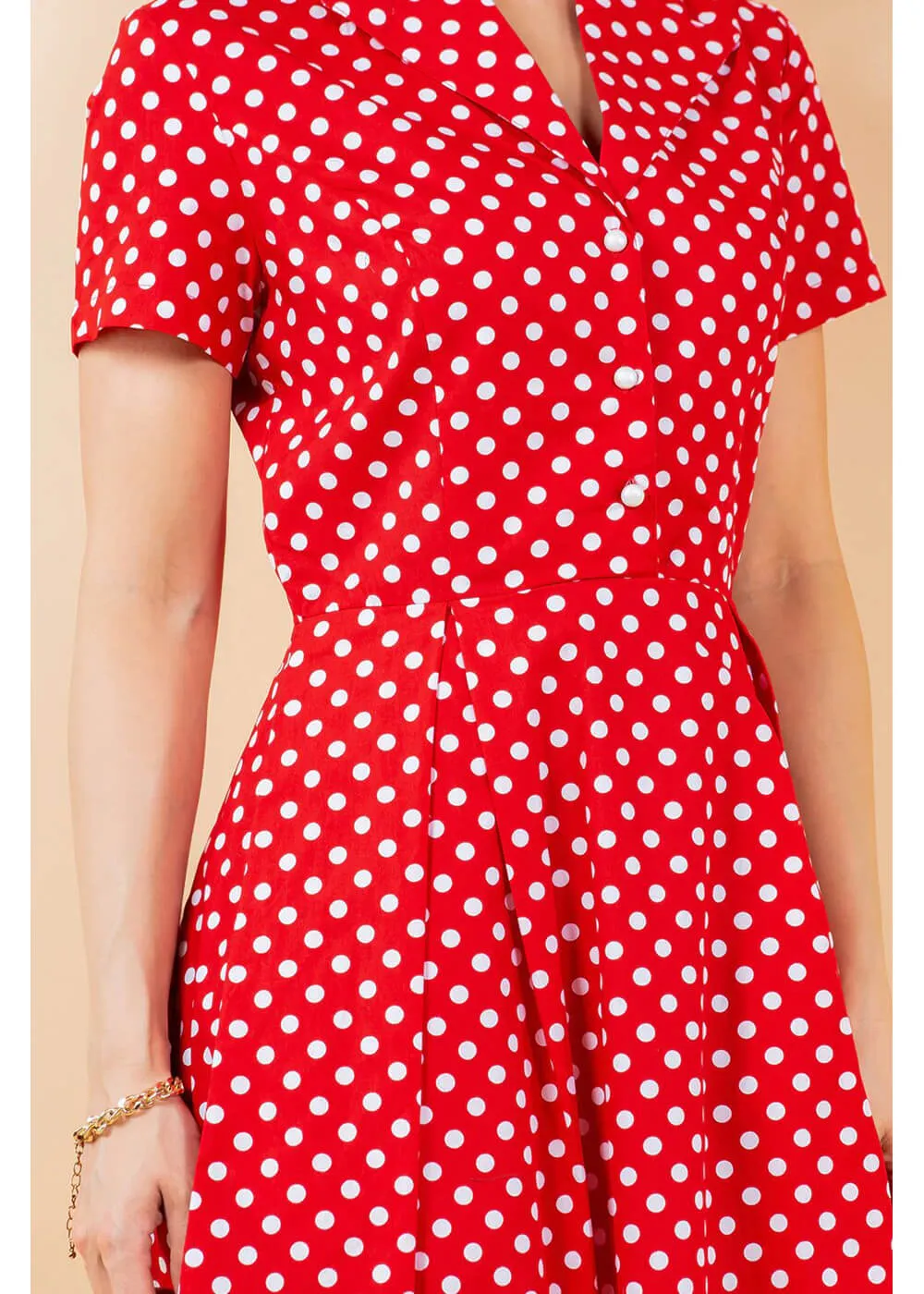 LA Soul Fleur Polka Dot A-Line Dress Red