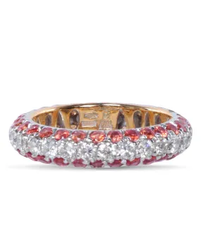 Light Pink Sapphire and Diamond Wedding Band