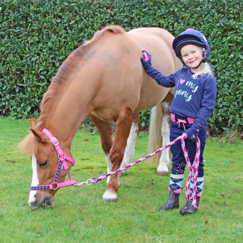 Little Rider I Love My Pony Hat Silk in Navy/Pink - WEB EXCLUSIVE