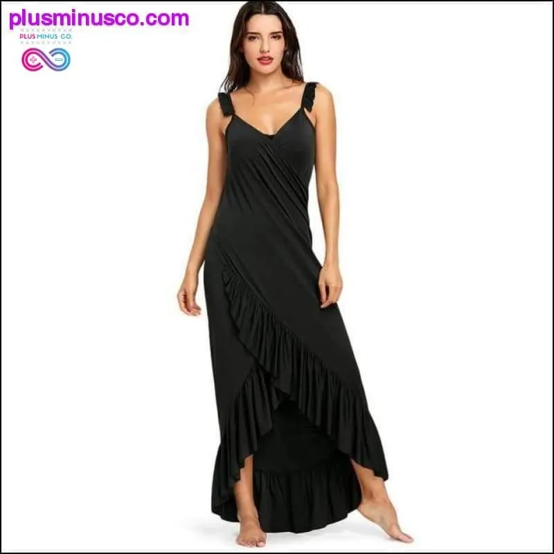 Long Flounce Wrap Cover Up Dress Summer Halter Ruffles High