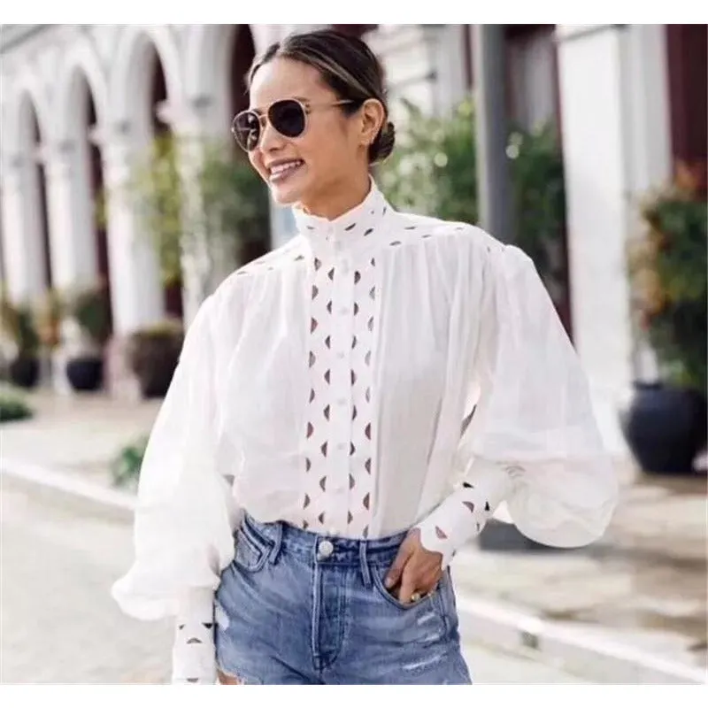 Long Lantern Sleeve Blouse