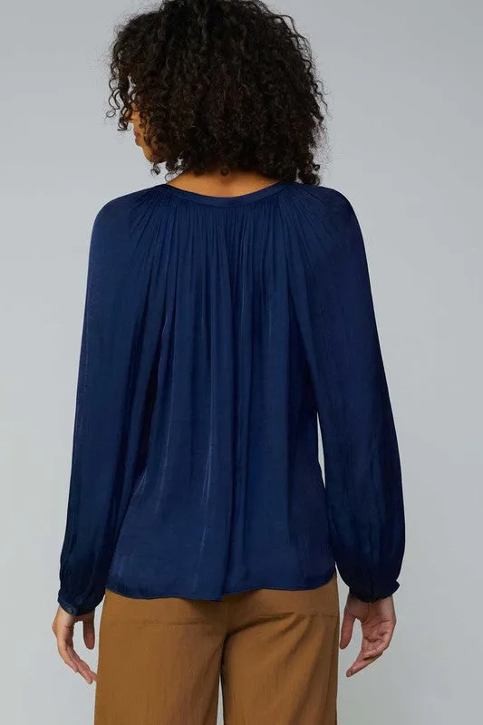 Long Sleeve Split Neck Blouse