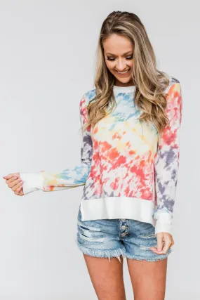 Long Sleeve Tie Dye Top- Rainbow