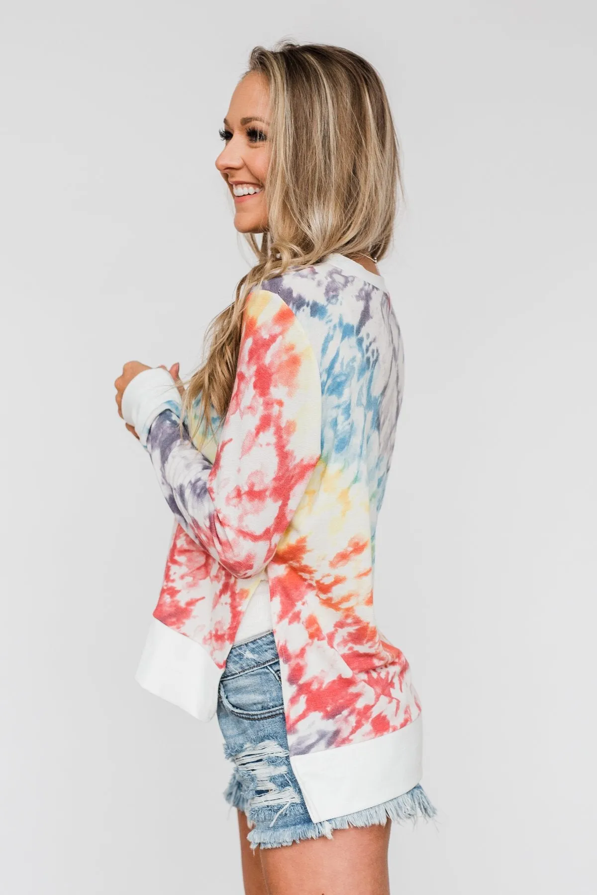 Long Sleeve Tie Dye Top- Rainbow