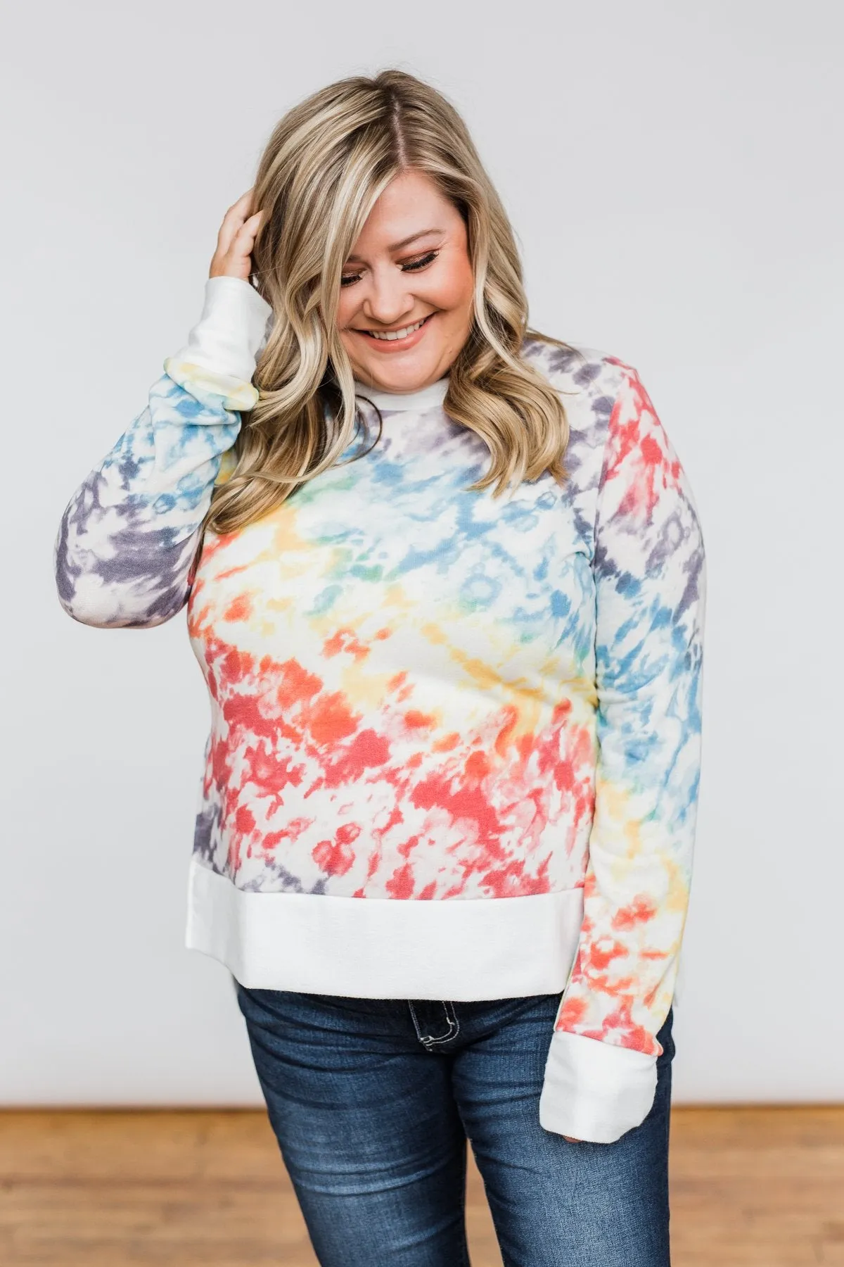 Long Sleeve Tie Dye Top- Rainbow