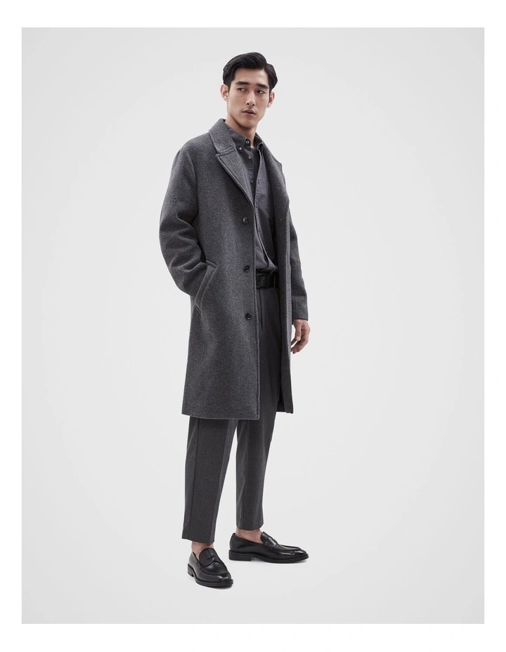 Longline Coat in Charcoal