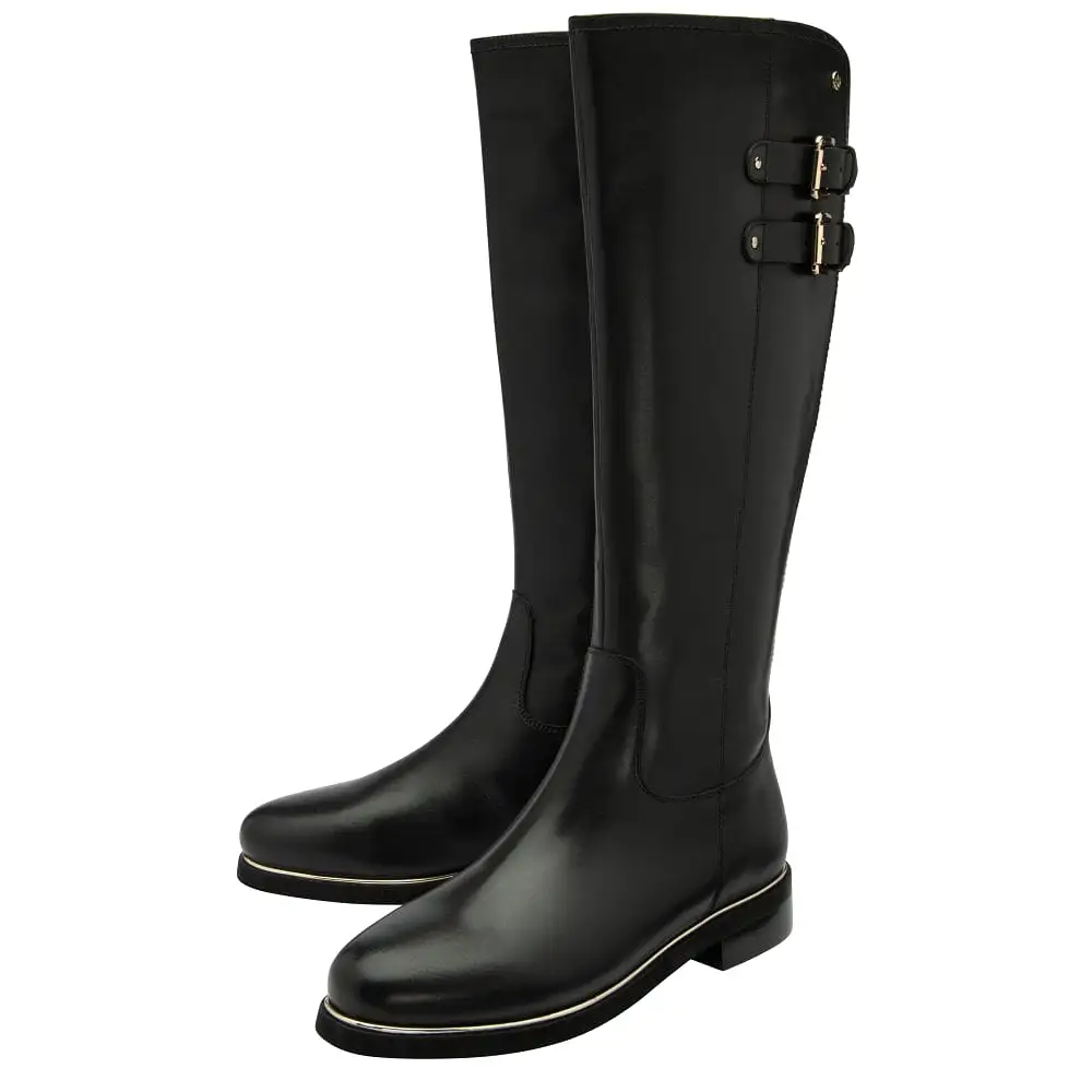 Lotus  Leather Caroline Black Knee High Boot