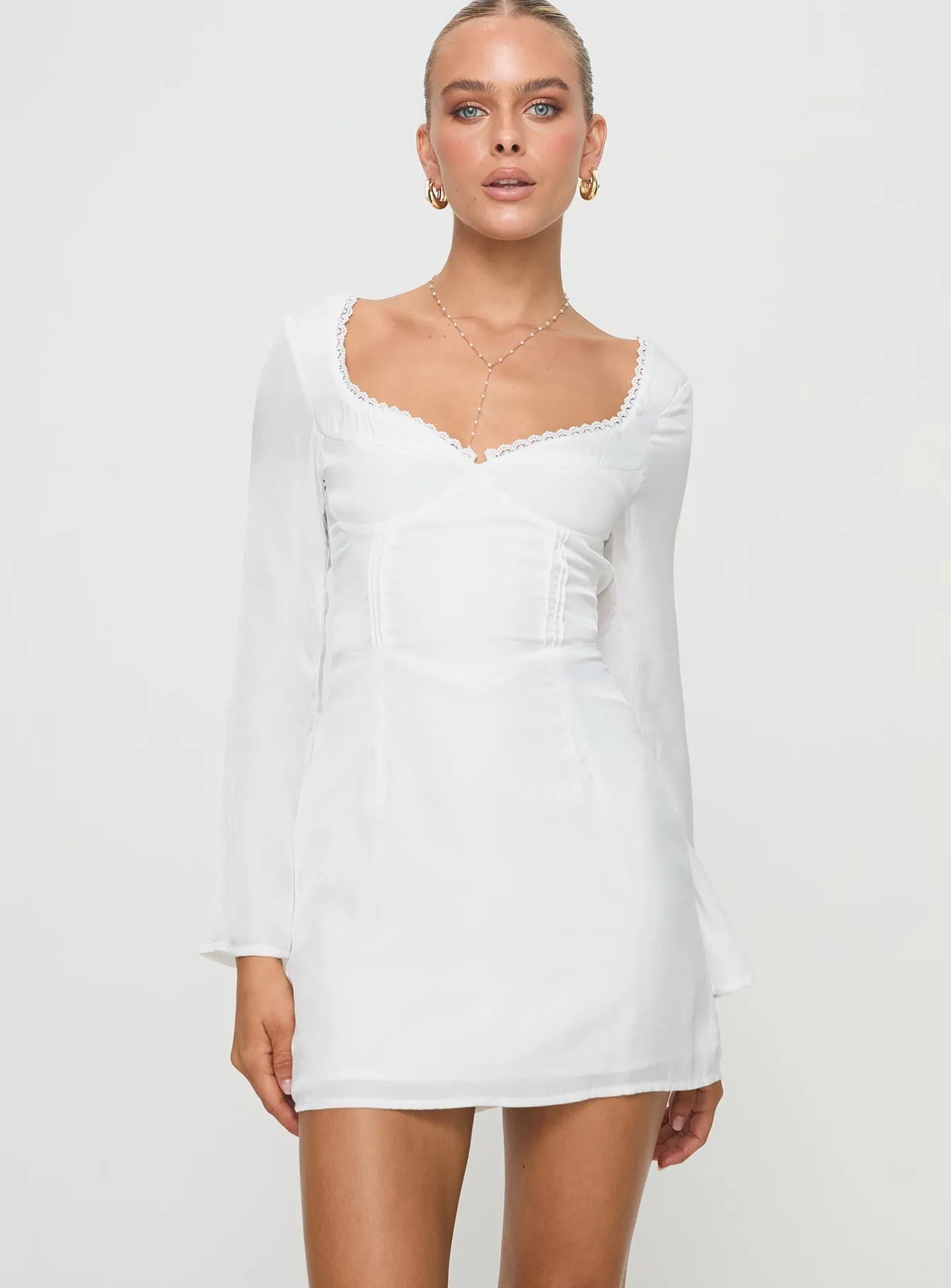 Lyna Long Sleeve Mini Dress White